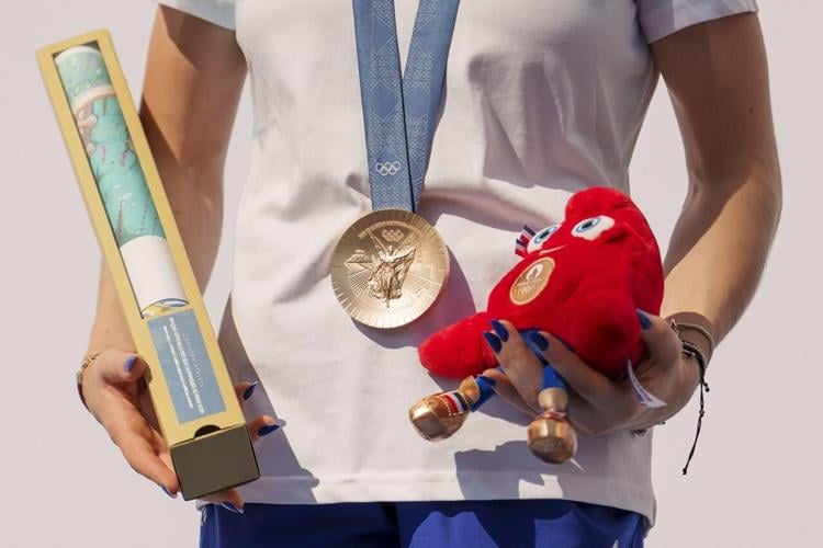 Romanian gymnast Ana Barbosu presented Olympic bronze medal first awarded to American Jordan Chiles