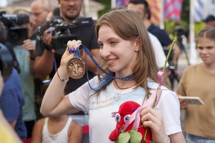 Romanian gymnast Ana Barbosu presented Olympic bronze medal first awarded to American Jordan Chiles